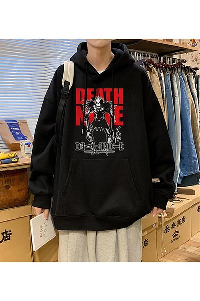 Touz Blunt Blunt Death Note Poster Printed Black Unisex Oversize Hooded Sweatshirt