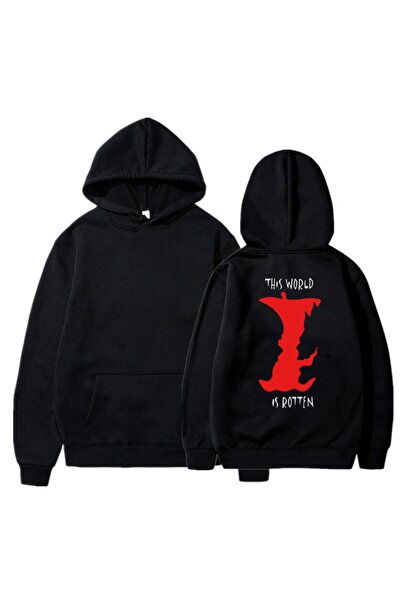Touz Black Unisex Oversize Hooded Sweatshirt - This World Is Rotten Back Printed