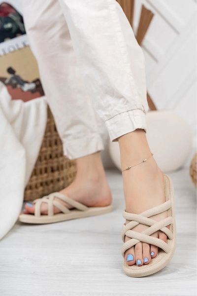 Ems Beige Non-Slip Sole Women's Slippers Washable Non-Slip Slippers Sea Bath Beach Dowry Bundle Slippers