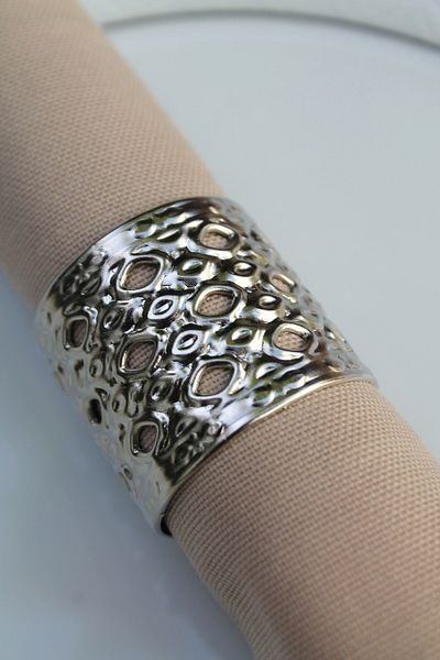 Emtory 6 bucăți Silver Venus Inel de lux pentru șervețele din metal