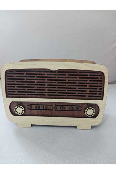 Şirin Lazer Nostaljik Radyo kumbara hediyelik Akça ağaç rengi