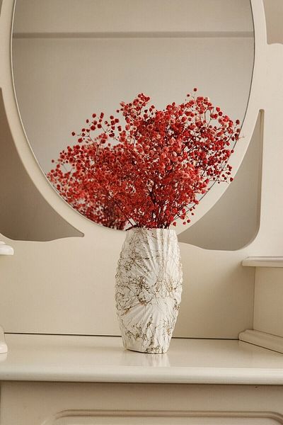 Serengeti Marble Patterned Concrete Decorative Vase - Home Decoration, Figurine and Dried Flower Pompom Vase