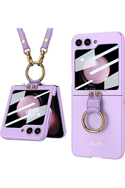 m.tk moveteck Samsung Galaxy Flip 5 Kılıf Katlanabilir Liqud Premium Kemerli ...