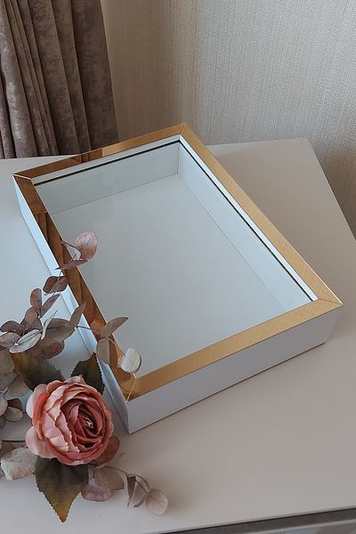 Verda Çerçeve New Trend 25x35 Cm Cadru de design Deep Rose alb-auriu fără LED! Cadru de memorie Rose Box! Anonim