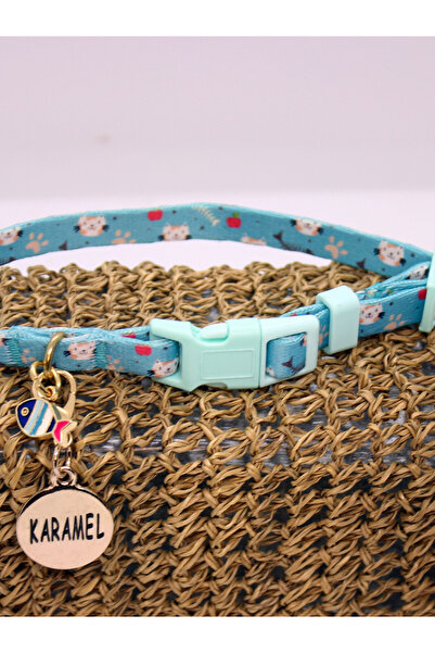 CARAMELOS İsimli-Künyeli Yavru ve Küçük Irk Köpek Ayarlı Boyun Tasması 1 cm