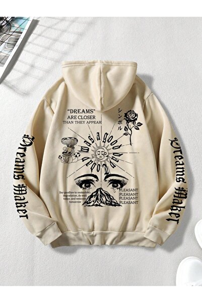 Adrift Чоловіча толстовка з капюшоном — графічний принт «Сонце і слоган», опущені плечі