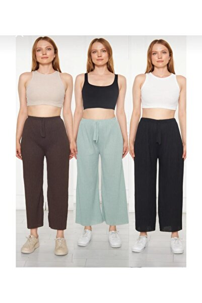 ipek collection Σετ με 3 γυναικεία καπνιστά παντελόνια και φούτερ - Dusty Ros...