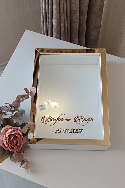 Verda Çerçeve Yeni Model 25x35 Cm Gold-beyaz Ledli Derin Gül Tasarım Çerçeves...
