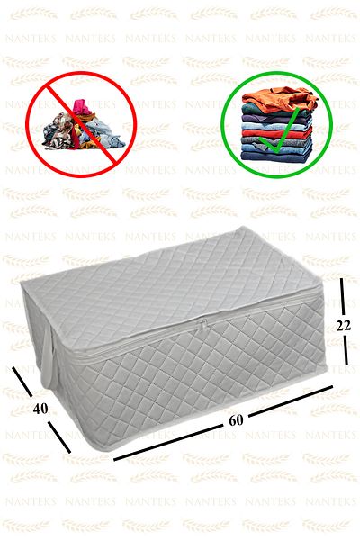 NUTEX 6 قطع تخزين مبطنة منقوشة تحت القاعدة مقاس 60x40x22 (أبيض)