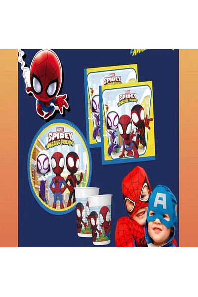 Mini Parti مجموعة MINI PARTY STORE SPIDEY لعيد الميلاد لـ 8 أشخاص
