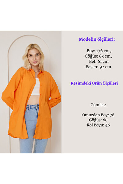 brako tekstil Kadın Oversize Börülce Kumaş Gömlek
