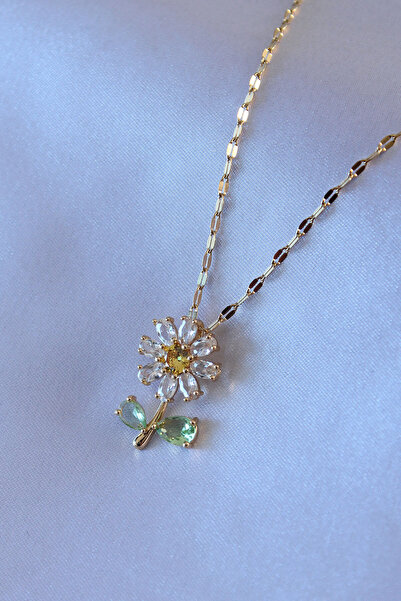 Madame Rosalia 316L الصلب الذهب اللون الزركون حجر ديزي نموذج قلادة المرأة