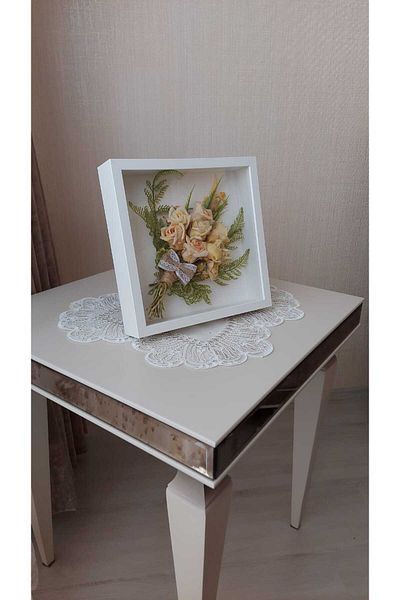 Verda Çerçeve 25x25 Cm Rama de memorie albă adâncă - Cutie de trandafiri cu ramă de memorie adâncă de 6 cm! Hkm Comerț