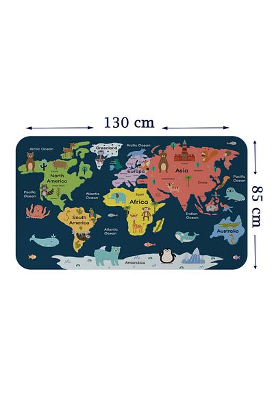 Ne verelim size Educational World Map World Atlas Children's and Baby's Room Wall Sticker-85x130-3810