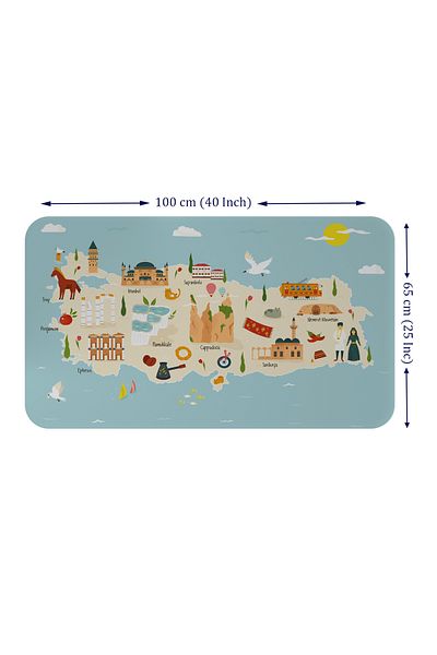 madamsmumu Türkiye Map Wall Sticker - Educational and Instructional Children's Room, 60X105-3879