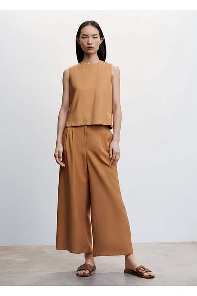 MANGO Woman Παντελόνι Culotte με πλισέ