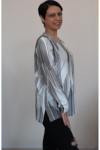 Mertcan Butik White and black printed round neck combed cotton Viscose T-shirt