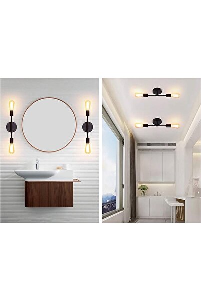 RİOLİGHT RIOLİGHT MODERN TAVAN-DUVAR SİYAH 2XE27 DUYLU METAL APLİK PLOFONYER AVİZE