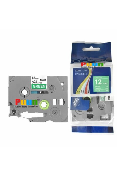 PUUN Brother P-Touch TZE-735 12 mm X 8 m alb pe verde compatibil cu laminare bandă de etichete