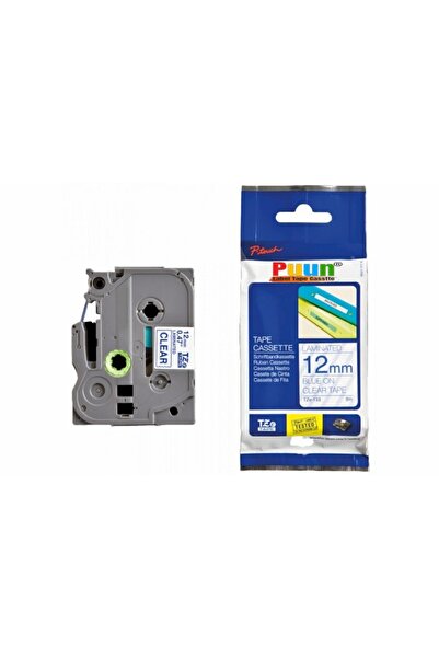 PUUN Brother P-Touch TZE-133 12mm X 8m Albastru pe transparent Bandă de etichete de laminare compatibilă