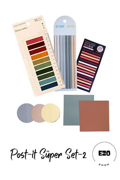 EZOSHOP Transparent Sticky Color Post-it 8 Pack 910 Sheets Sticker Memo Paper Memo Pad Super Set 2