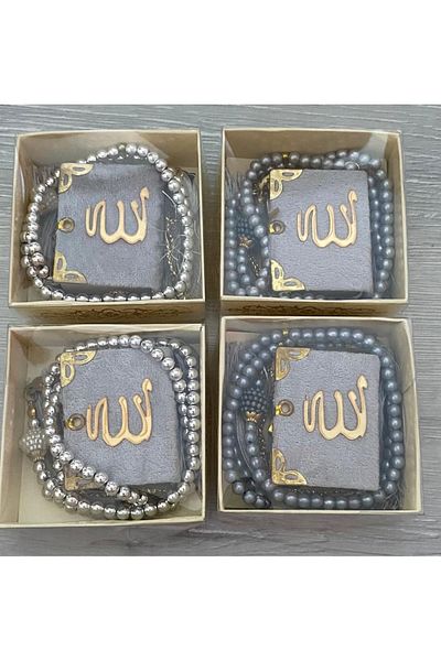 Classy Σετ 10 δώρων με κουτί μεβλίδλικ και ροζάριο σε γκρι χρώμα