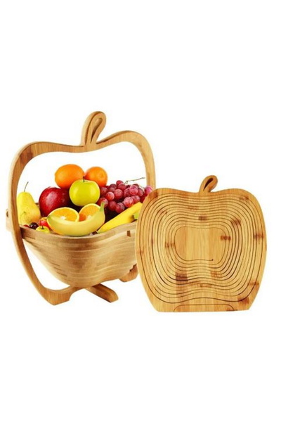 Kenpool Katlanabilir Elma Şekilli Sepet Meyve Kasesi Tahtası Sebze Depolama S...