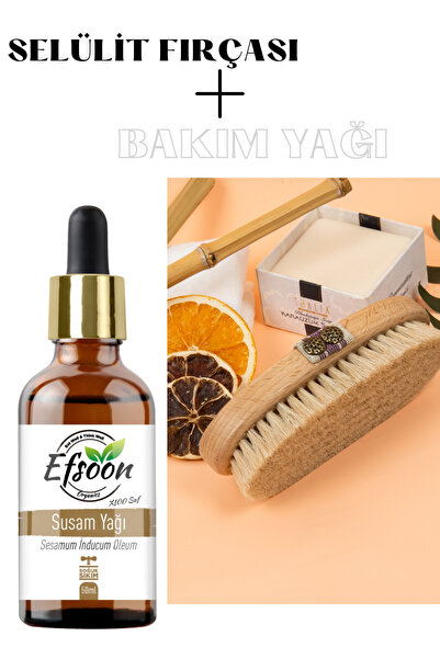 Efsoon Organics Kuru Fırçalama At Kılı Fırça Vücut Fırçası Doğal Susam Yağı I...