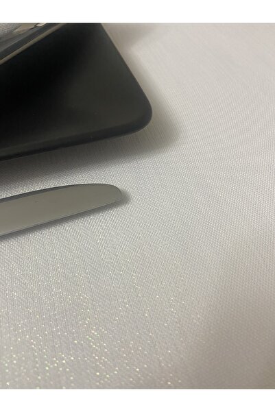 Zeren Home White Glittered Linen Look Tablecloth - Lace Detailed, Classless + 12 Napkins