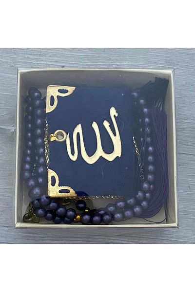 Classy Gift 10-Piece Tasseled Mini Charity and Rosary Set Boxed Dark Blue Color