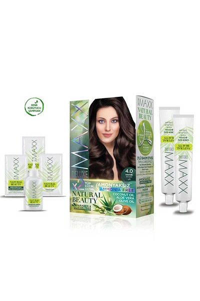 MAXX DELUXE صبغة شعر طبيعية خالية من الأمونيا - 4.0 بني
