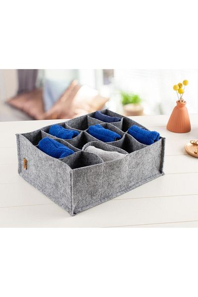 tAAlu 1 Piece Felt 12 Compartment Anthracite Drawer Organizer