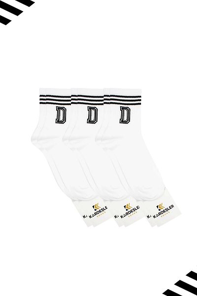 KARDEŞLER ÇORAP Унисекс тенис чорапи с шарка на буквата D (LETTER SOCKS) 3 чифта