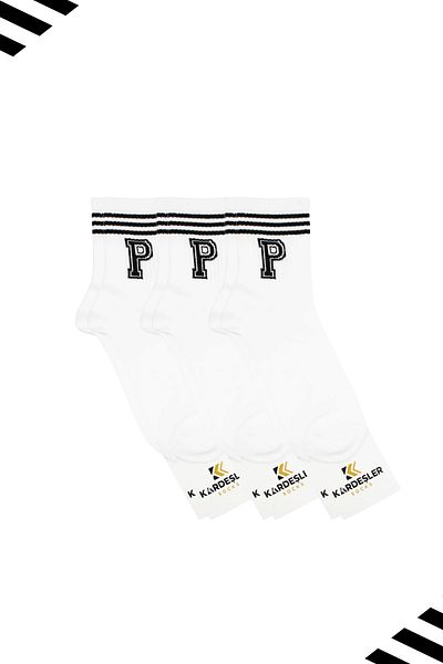 KARDEŞLER ÇORAP Унисекс тенис чорапи с шарка на буквата P (LETTER SOCKS) 3 чифта
