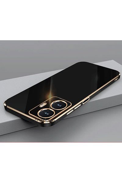 m.tk moveteck حافظة لهاتف Realme C55 مع حماية للكاميرا، غطاء فاخر رفيع من السيليكون الناعم مع حافة ذهبية لامعة