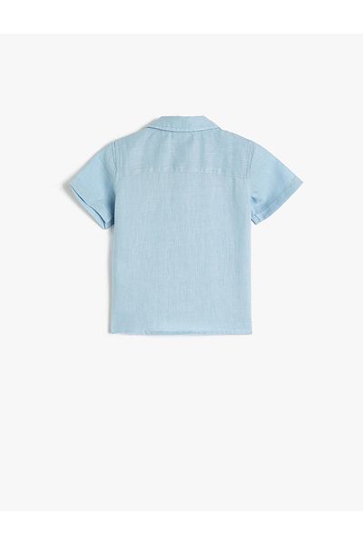 Koton Baby Boy Linen Blend Shirt Short Sleeve Pocket Detailed