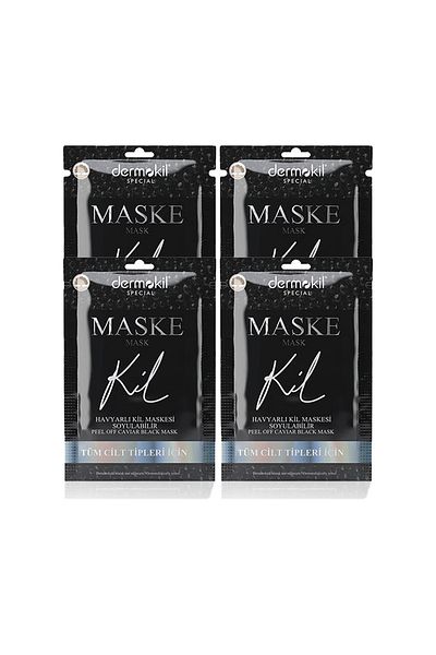 Dermokil DERMOKİL Peelable Black Clay Face Mask with Caviar 15 ml (For All Skin Types) 4 Pieces