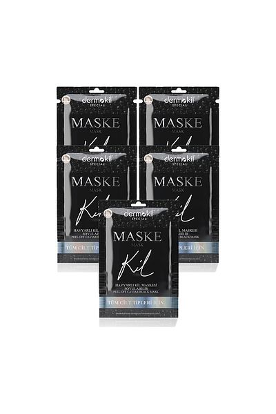 Dermokil DERMOKİL Peelable Black Clay Face Mask with Caviar 15 ml (For All Skin Types) 5 Pieces