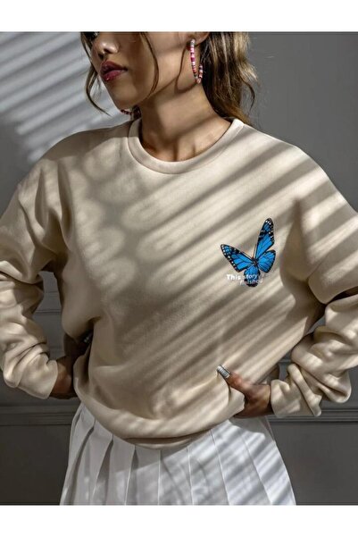 BENROMA Φούτερ με στάμπα πεταλούδας με χτενισμένο βαμβάκι 3 νημάτων, υπερμεγέθη