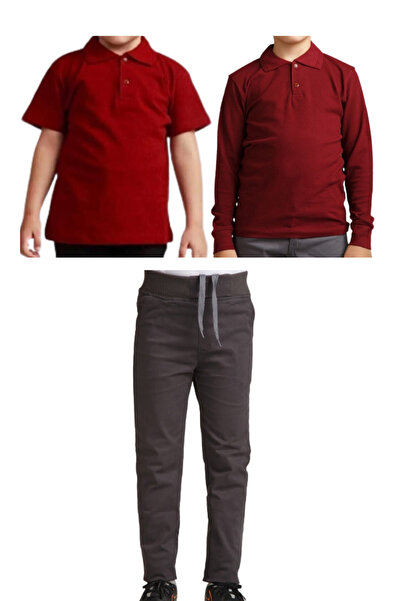 Yakalaa Unisex Παιδικό λινό σχολικό παντελόνι με ραβδώσεις + κοντό και μακρυμ...