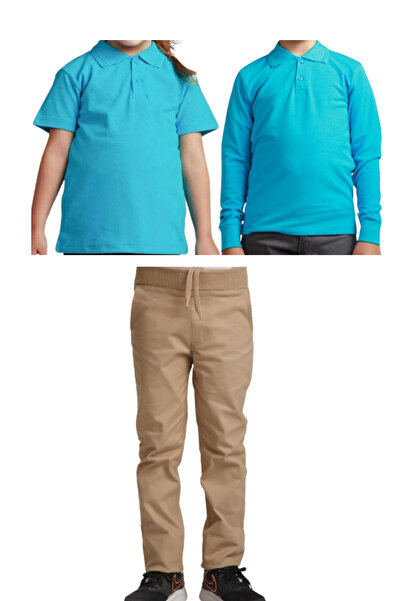 FERRY BUTİK Унісекс діти ребро талія білизна шкільні штани поло комір комір з...