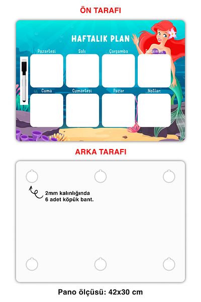Copyrite Mermaid Weekly Planner Writable and Erasable (42x30) Lesson, Routine Planning Wall Board