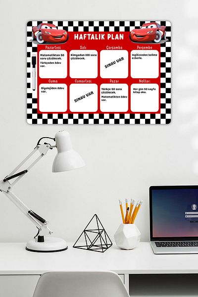 Copyrite Car Weekly Planner Writable and Erasable (42x30) Lesson, Routine Planning Wall Board
