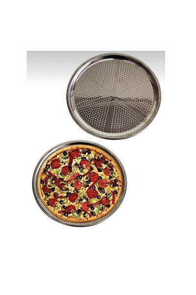 YDGR Perforated Steel Pizza and Lahmacun Tray 34 Cm