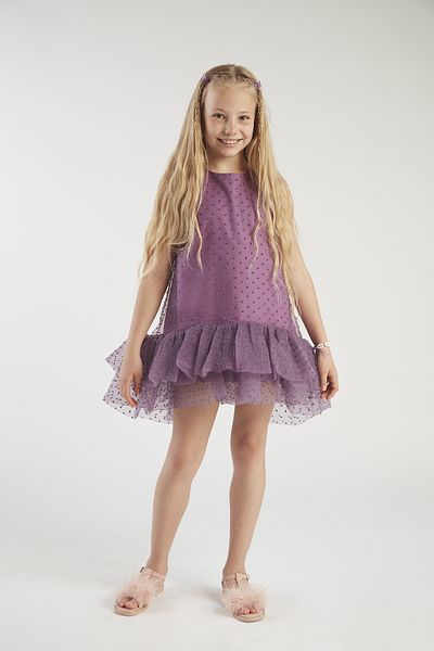 hoQuspoQus Girl's Ruffle Pompom Dress Purple
