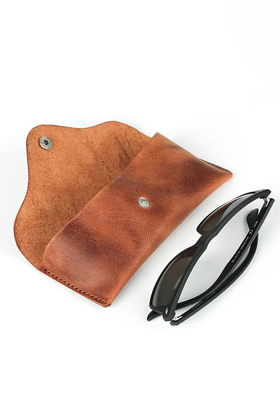 Lost Slope Leather Brown Glasses Case - Real Leather & Handmade