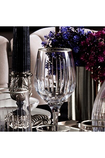 sudeka 61 Parça 12 Kişilik Çubuk Gümüş El Dekor Kesme Cam Su Takımı???????