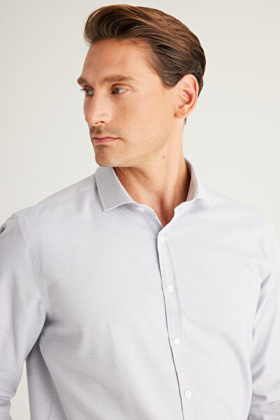 ALTINYILDIZ CLASSICS Férfi szürke Slim Fit Slim Fit olasz galléros organikus pamut ing