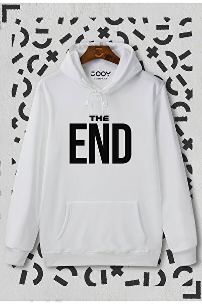Jooy Company سويت شيرت أبيض بقلنسوة مطبوع عليه The End
