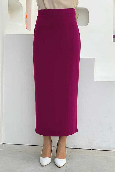 Bym Fashion Lycra Pencil Φούστα με Ελαστική Μέση 1074 Φούξια